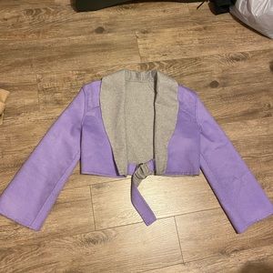 Designer cropped wool jacket with belt